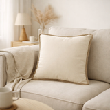 J-Line coussin Carré Palmiers - coton - crème/beige en situation
