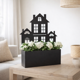 Pot de fleur J-Line House - métal - noir - grand - 47 cm de haut en situation