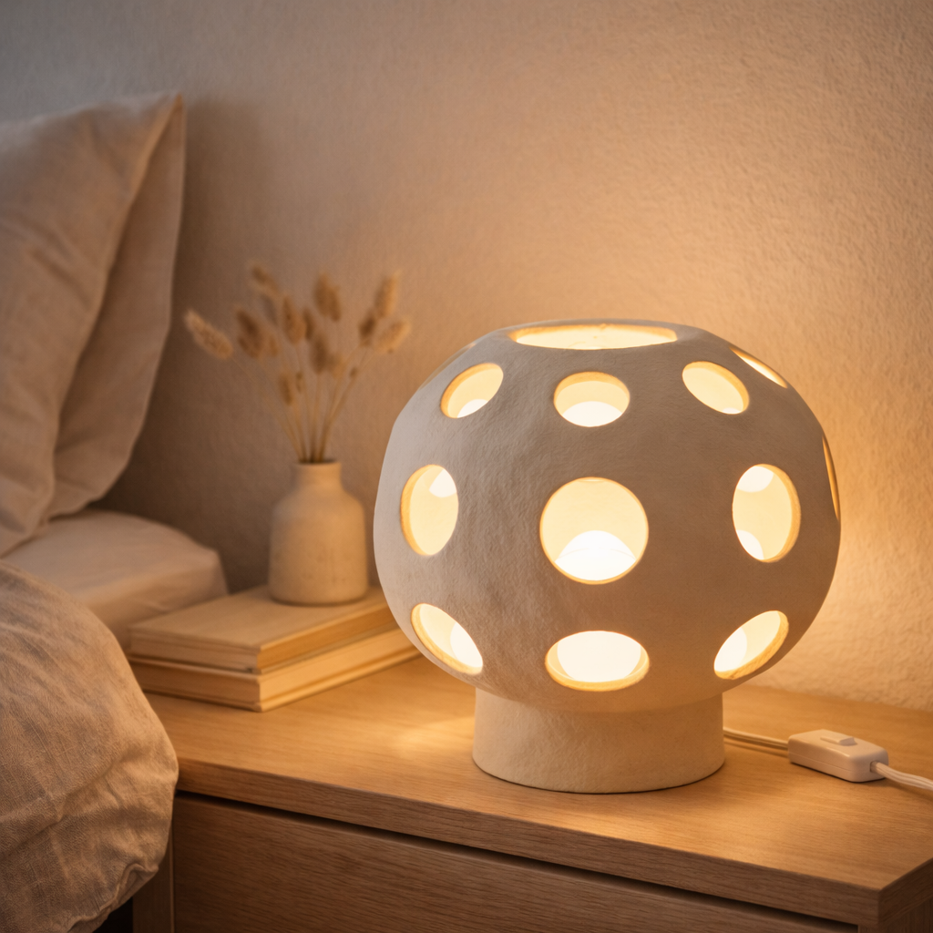 J -Liline Table Lamp Globe - Céramique - Beige en situation