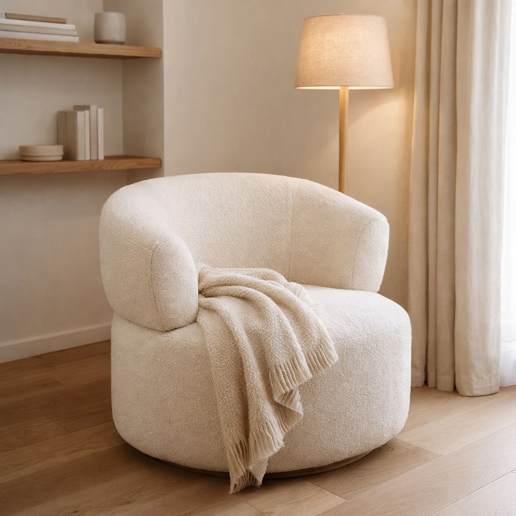 J-Line Lounge Chair Universe Mousse/Tissu Blanc en situation