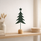 J - Decoration de ligne arbre de Noël à pied + étoile - métal / bois - vert - s en situation