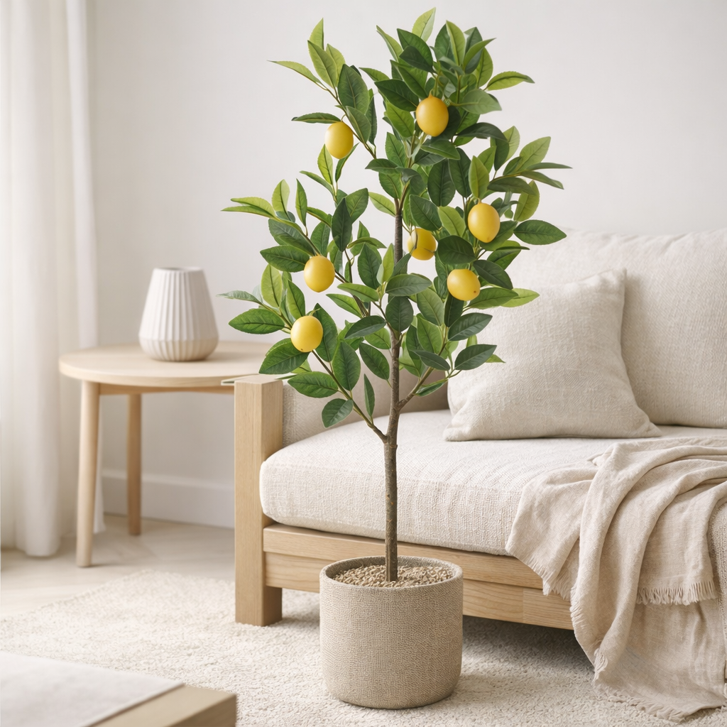 J-Line Citronnier Pot Artificiel Vert Grand en situation