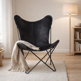 J-Line Lounge chair - cuir/métal - noir en situation
