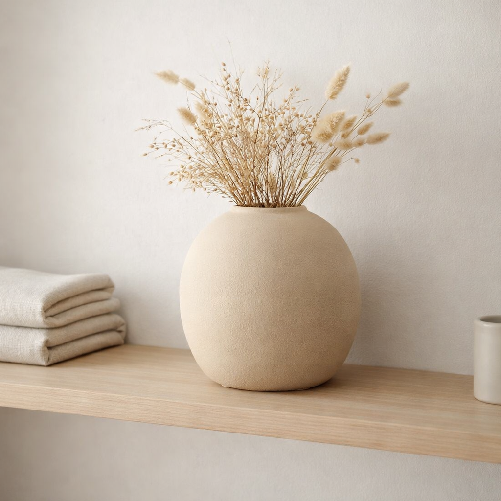 J -line Vase Cassia Round - Céramique - Natural - Small - Ø 29,5 cm en situation