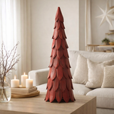 J-Line Sapin de Noël Morceaux de Bois Rouge Grand en situation