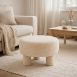J-Line Tabouret Rond Pieds Teddy Bouclé Beige Chaud en situation