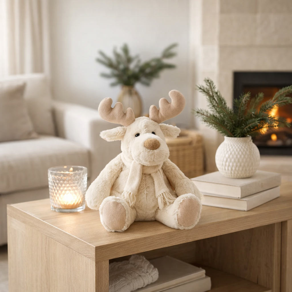J-Line Renne+Écharpe Assis Textile Blanc/Beige Small en situation