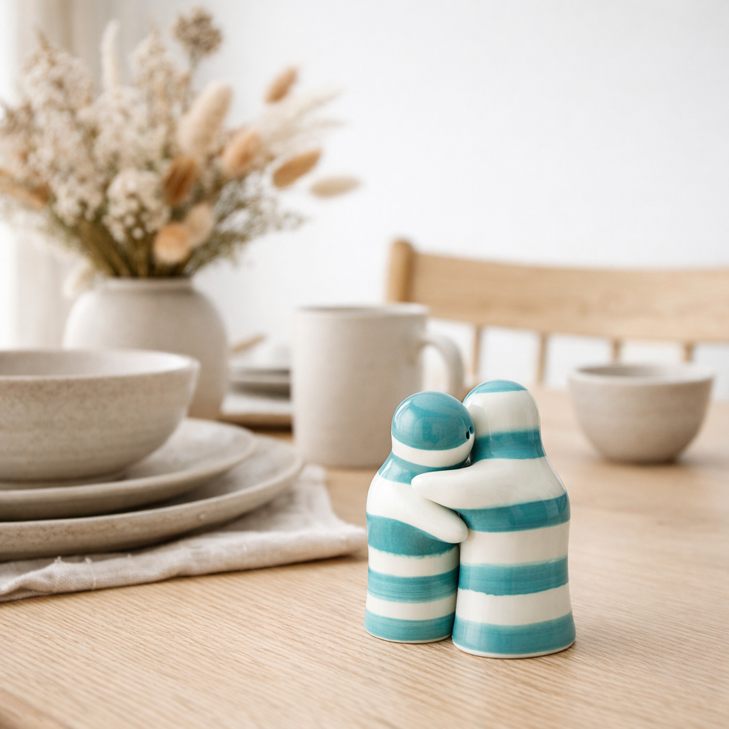 J -line poivre et sel Stellings Grenade Stripes - Céramique - Blanc / Aqua en situation