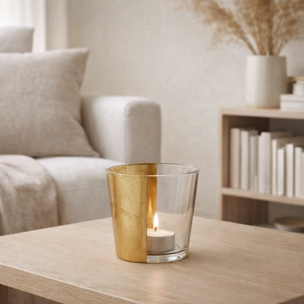 Lanterne J-Line - verre - transparent/or - petite en situation
