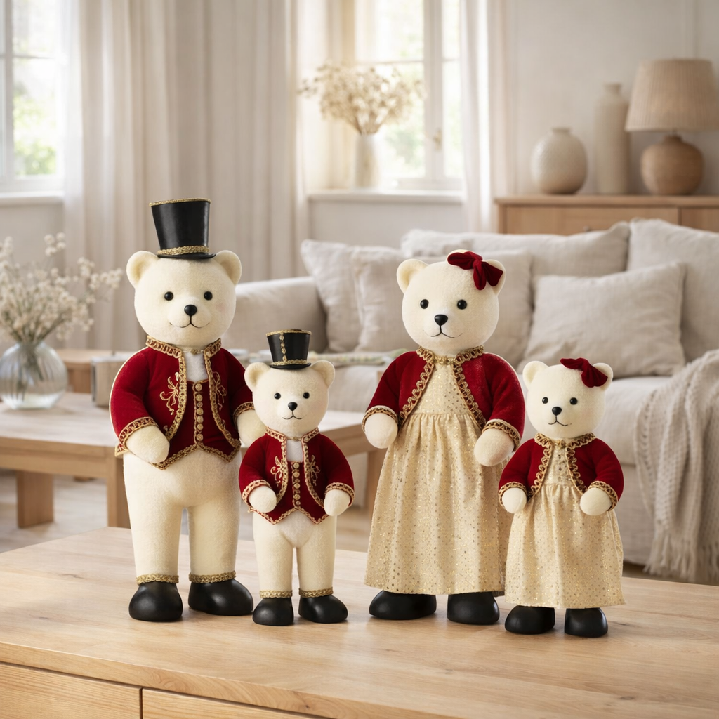 J -line Bière en peluche - polyfoam / textiles - rouge / or - l - 2 pièces en situation