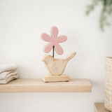 J-Line Decoration Bird avec farine - bois - rose - Small - Décoration de Pâques en situation