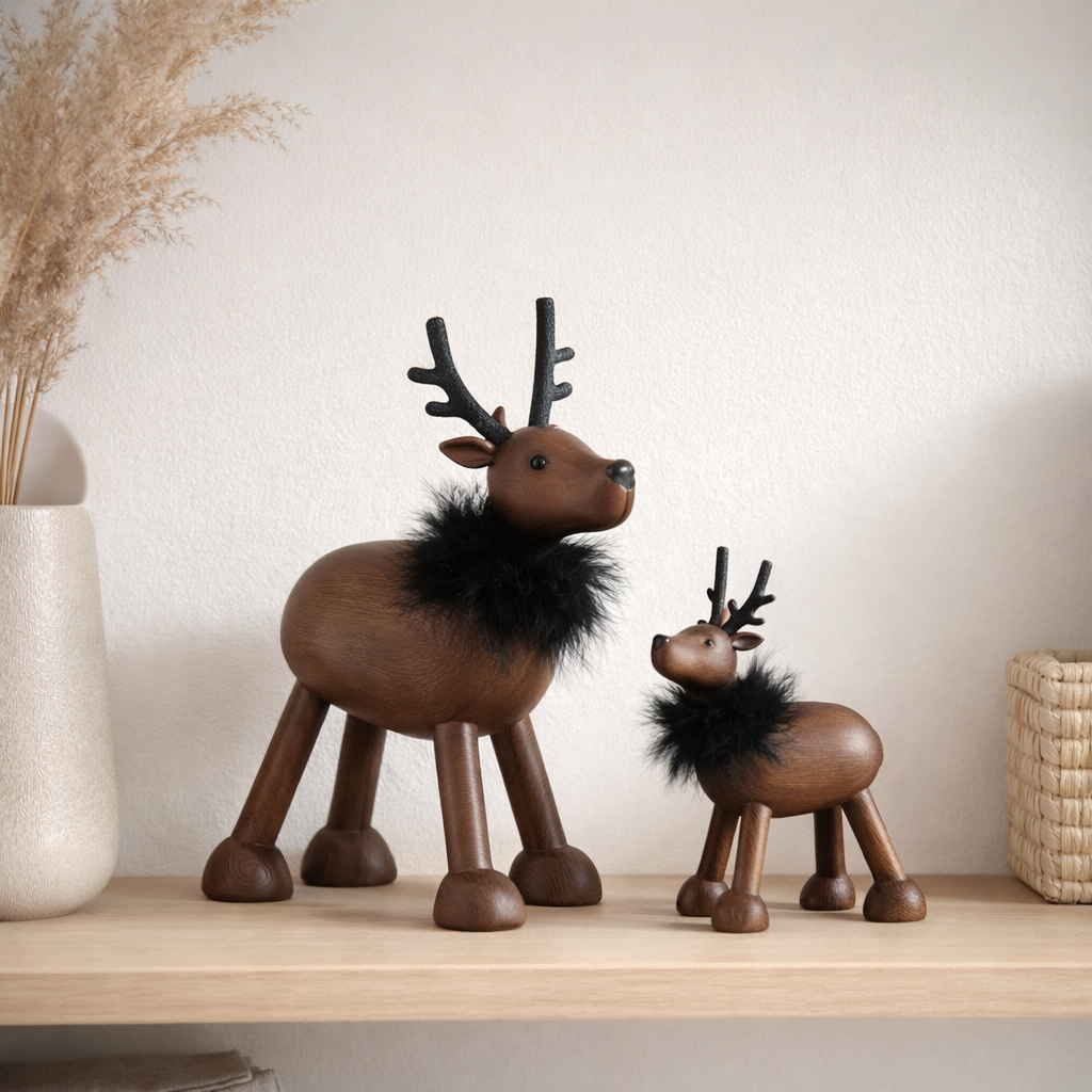 Figurine J-Line Cerf - résine - marron/noir - grand en situation