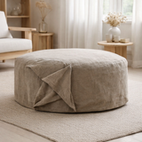 J-Line Housse pour Pouf Monaco Lin Taupe Désert en situation
