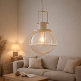Lampe suspendue J-Line Ball - verre/métal - blanc en situation