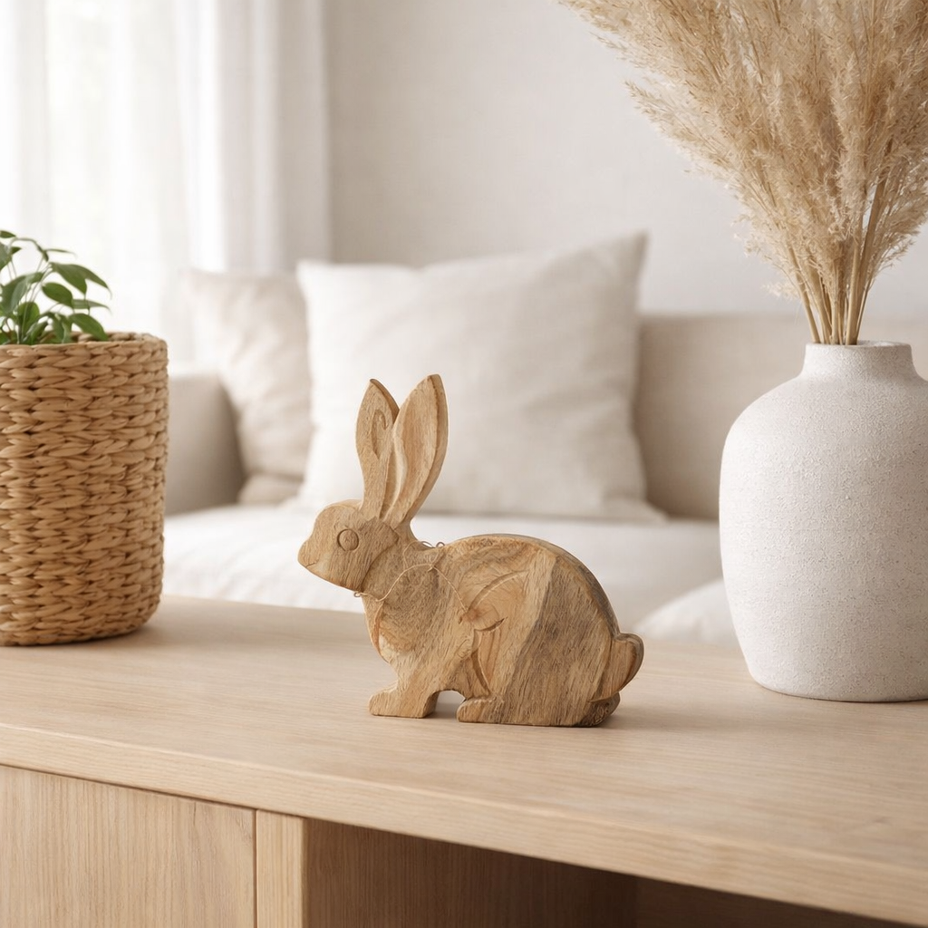 Bouton Lapin J-Line - bois - naturel - moyen en situation