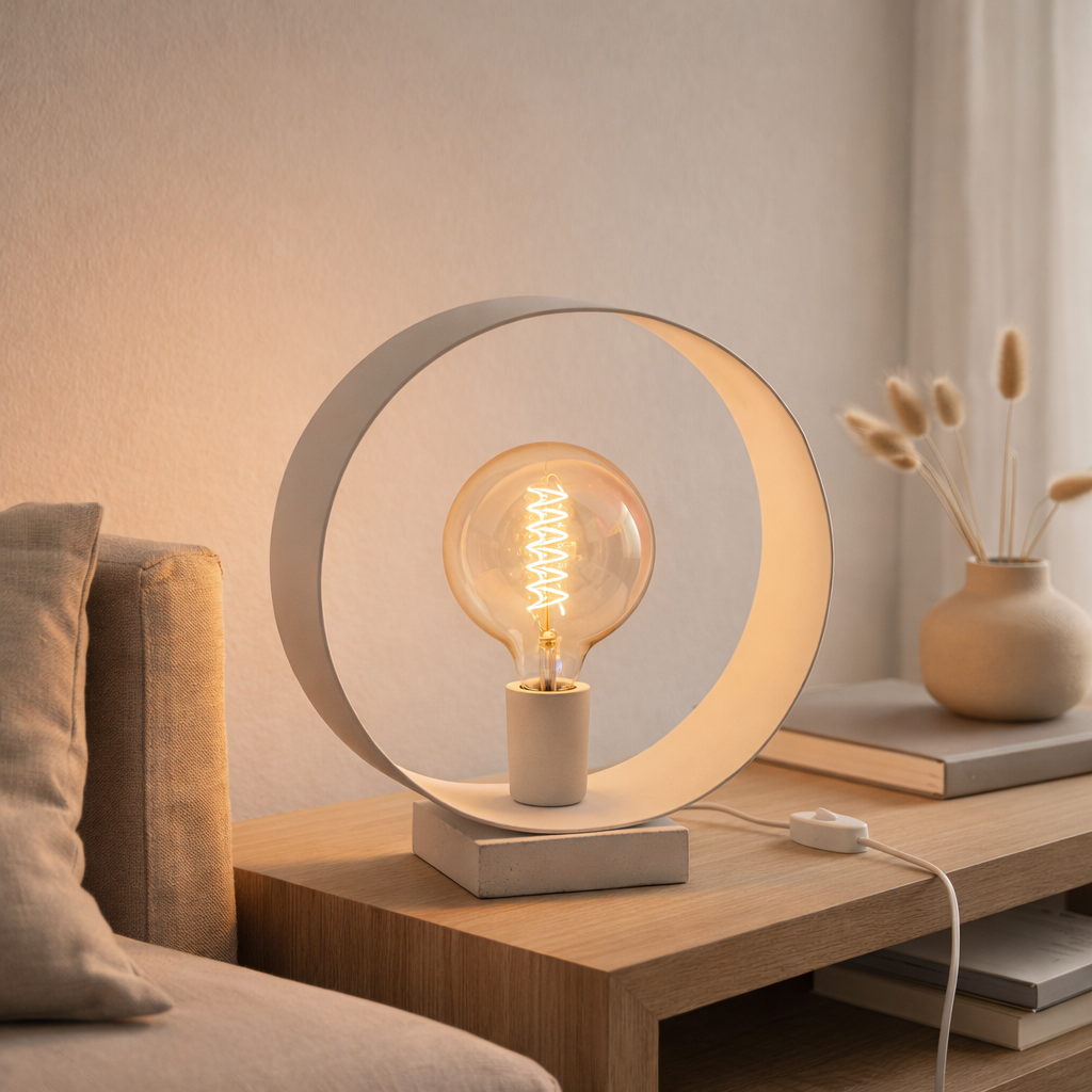 J -Liline Lamp Circle - Steel - Blanc en situation