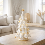 J - décoration de décoration ornements d'arbre de Noël - Polyresin - blanc / or - S - LED en situation