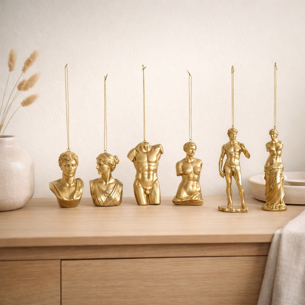 J -Line Pendant Statues romaines - Polyresin - Gold - Boîte de 10 en situation