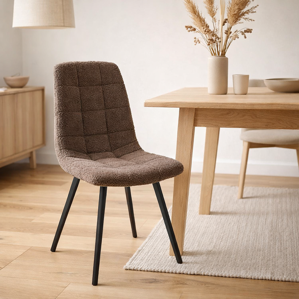 Chaise de salle à manger J-Line Clark en métal/polyester marron en situation