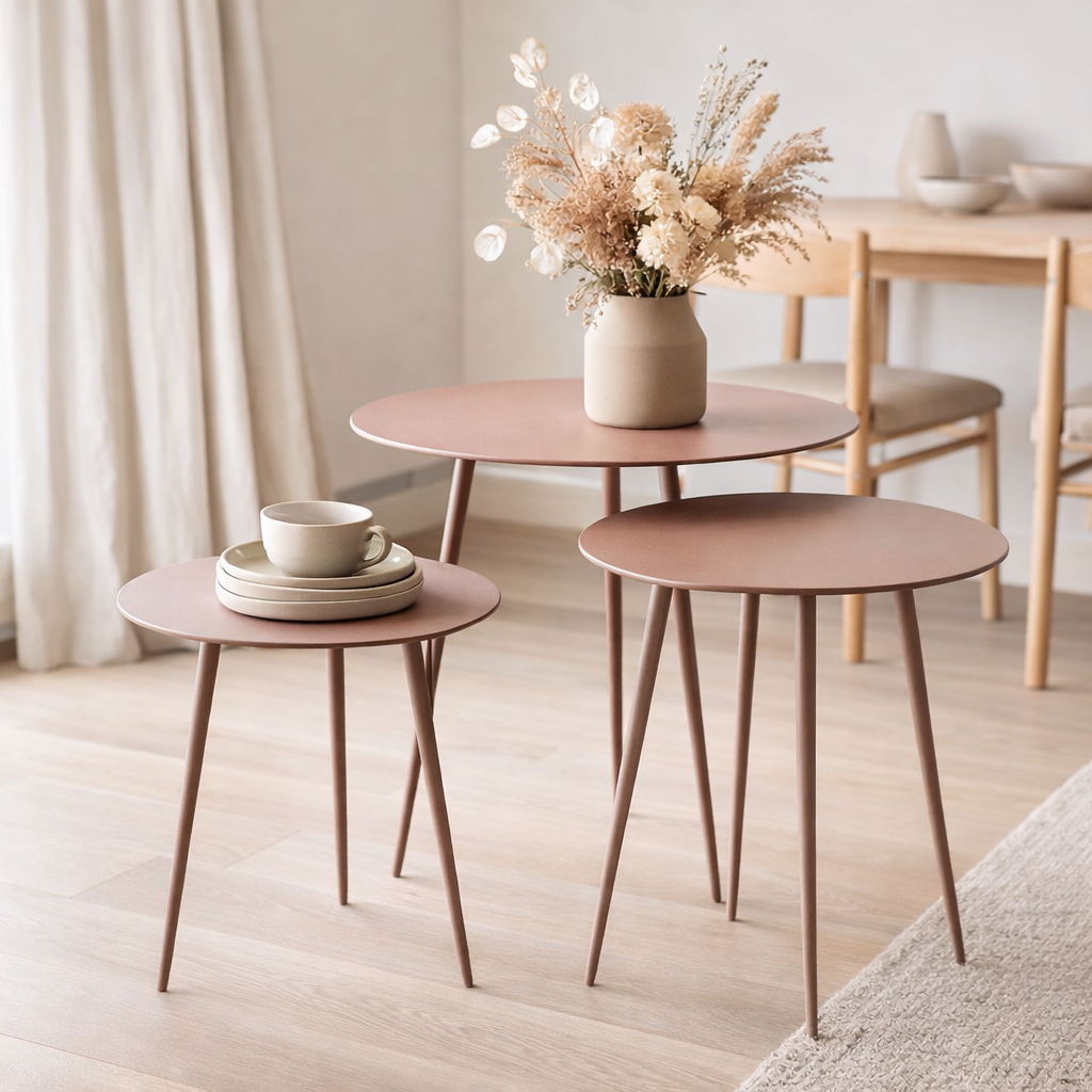 Table d'appoint J-Line - fer - vieux rose en situation
