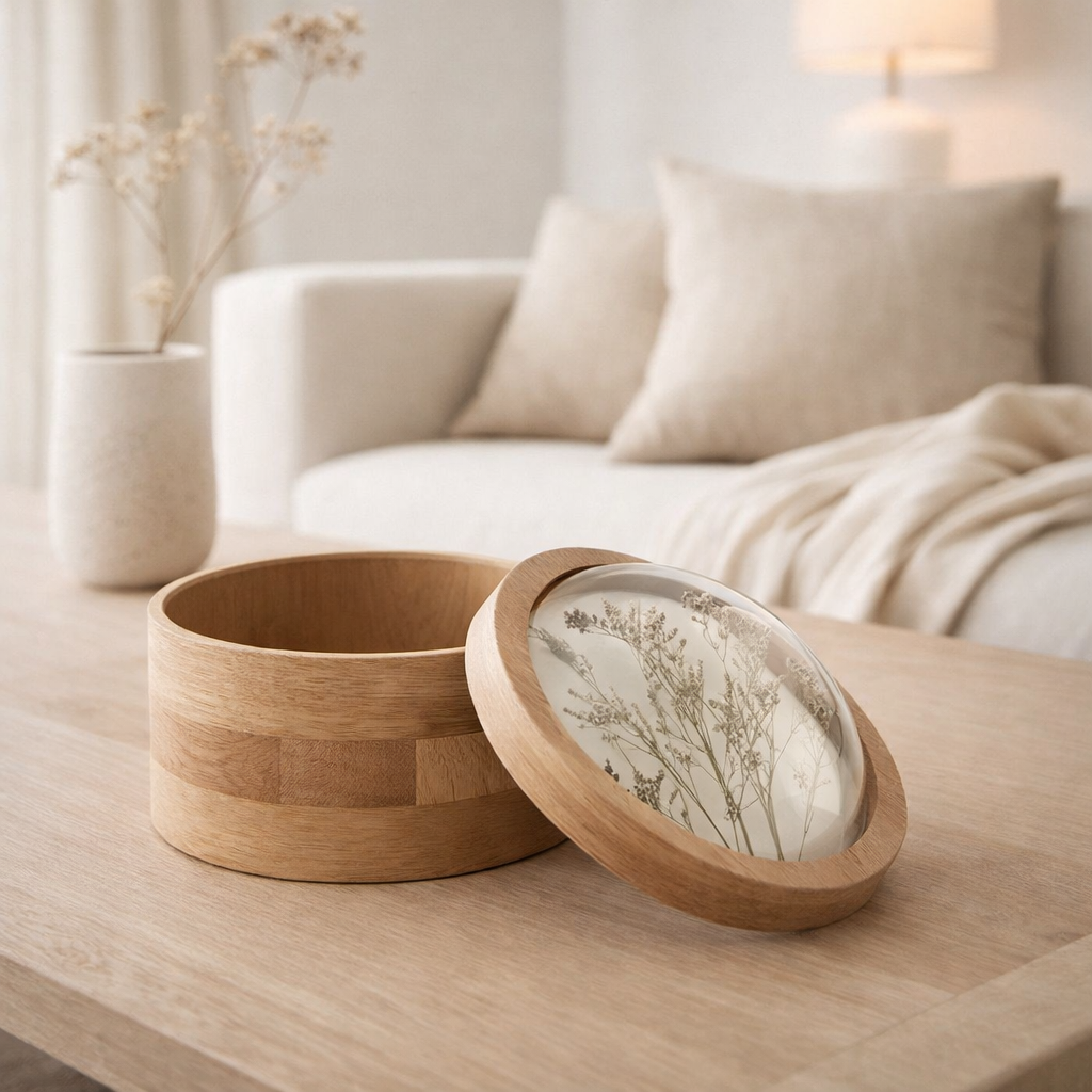J-Line Boîte de rangement Grain Wood Mix Petite en situation