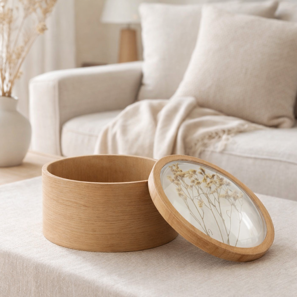 J-Line Boîte de rangement Grain Wood Mix Large en situation