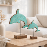 Dolphin de décoration J -line à pied - Bois Azure - Large en situation