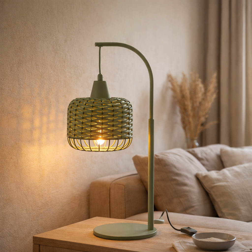 J-Line Lampe Lanterne Métal Vert en situation