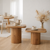 Table d'appoint J-Line Acacia - bois - naturel - lot de 2 en situation
