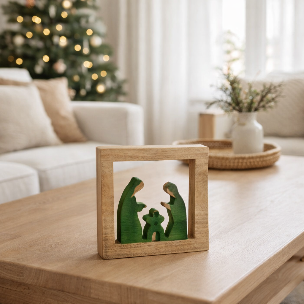 Décoration de Noël J-Line - bois - vert/naturel - grande en situation
