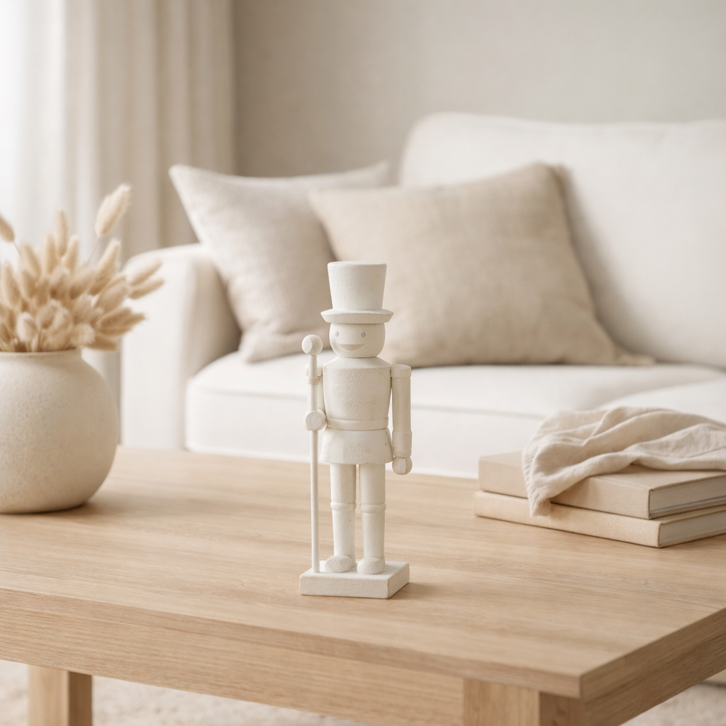 J-Line Casse-Noisette Neige Bois Blanc Petit en situation
