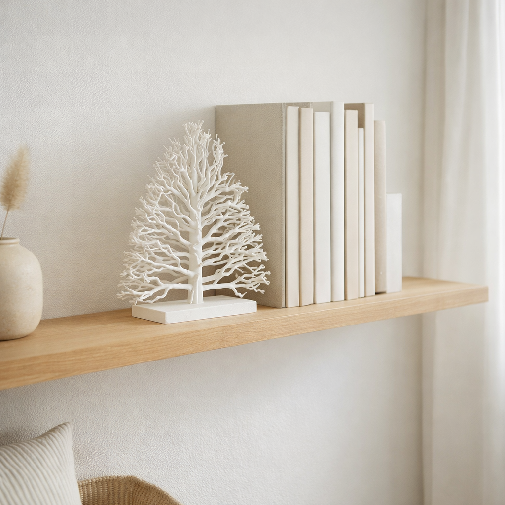 J -Liline Decoration Boom à pied - Theem Tree Wood - Blanc en situation