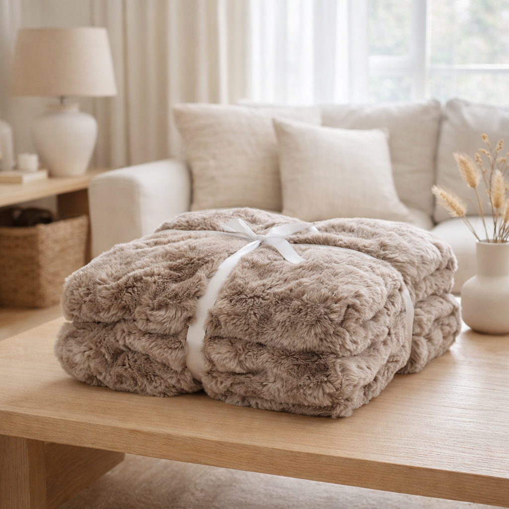 J-Line Plaid Vague Polyester Taupe en situation