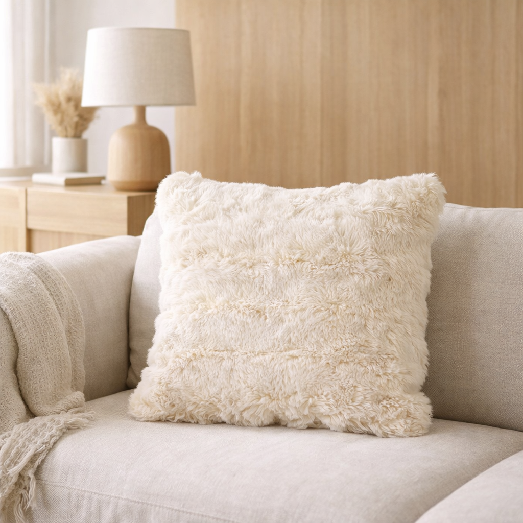 Coussin J-Line Wave - polyester - ivoire en situation