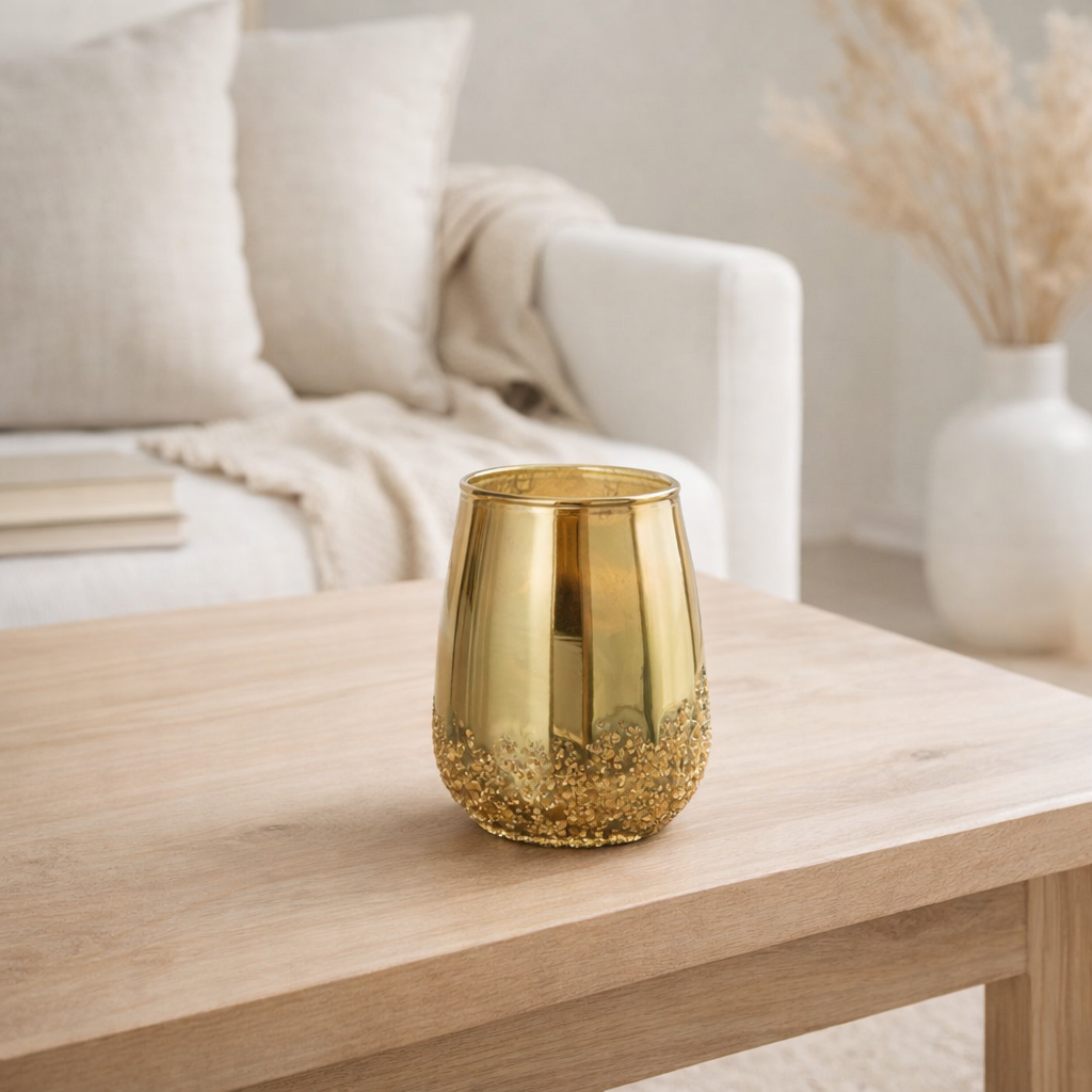 Bougeoir J-Line Miroir - verre - or - petit en situation