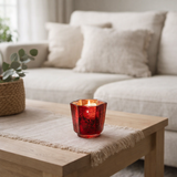 Bougeoir J-Line Heptagon - verre - rouge en situation