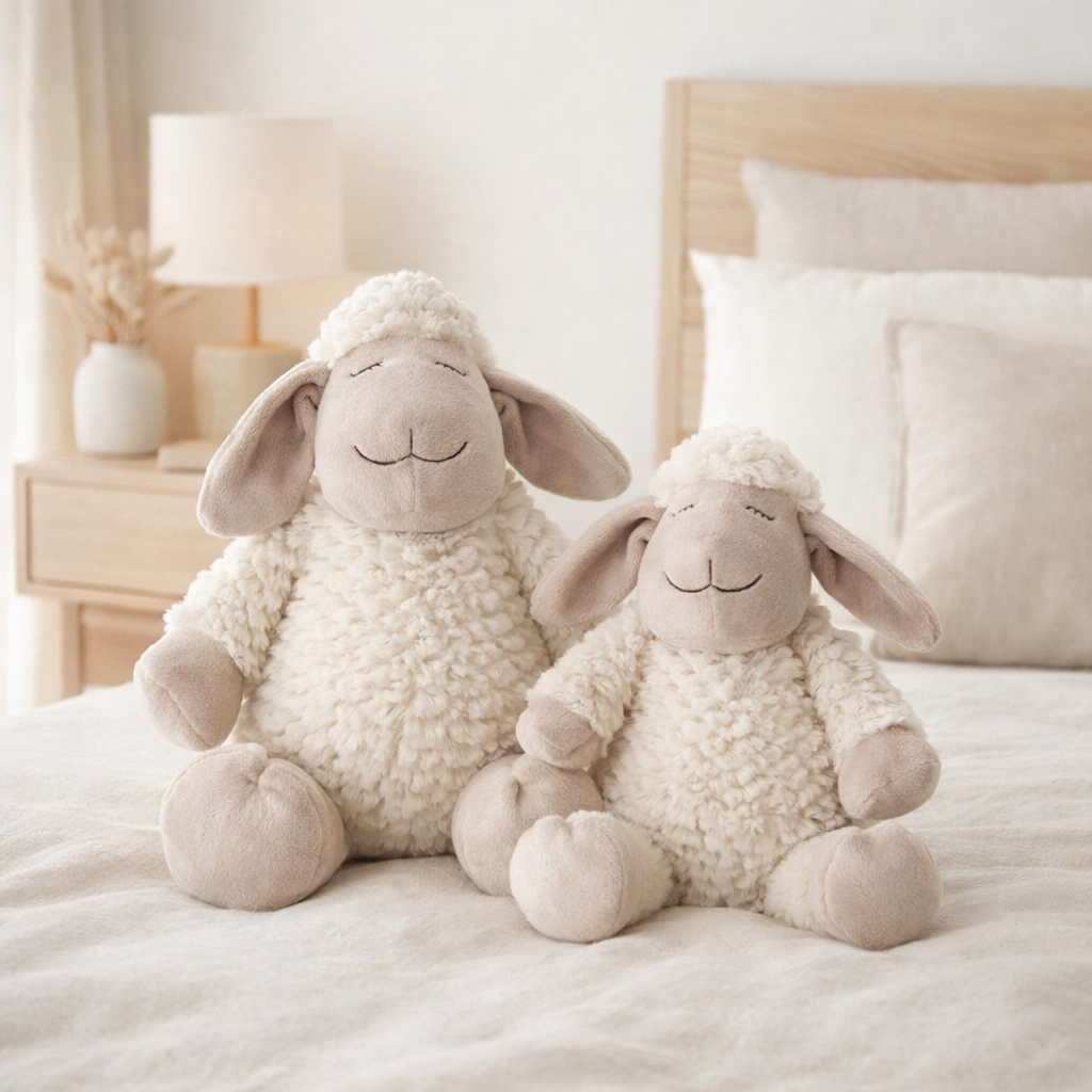 J-Line Mouton Peluche Textile Blanc/Beige Large en situation