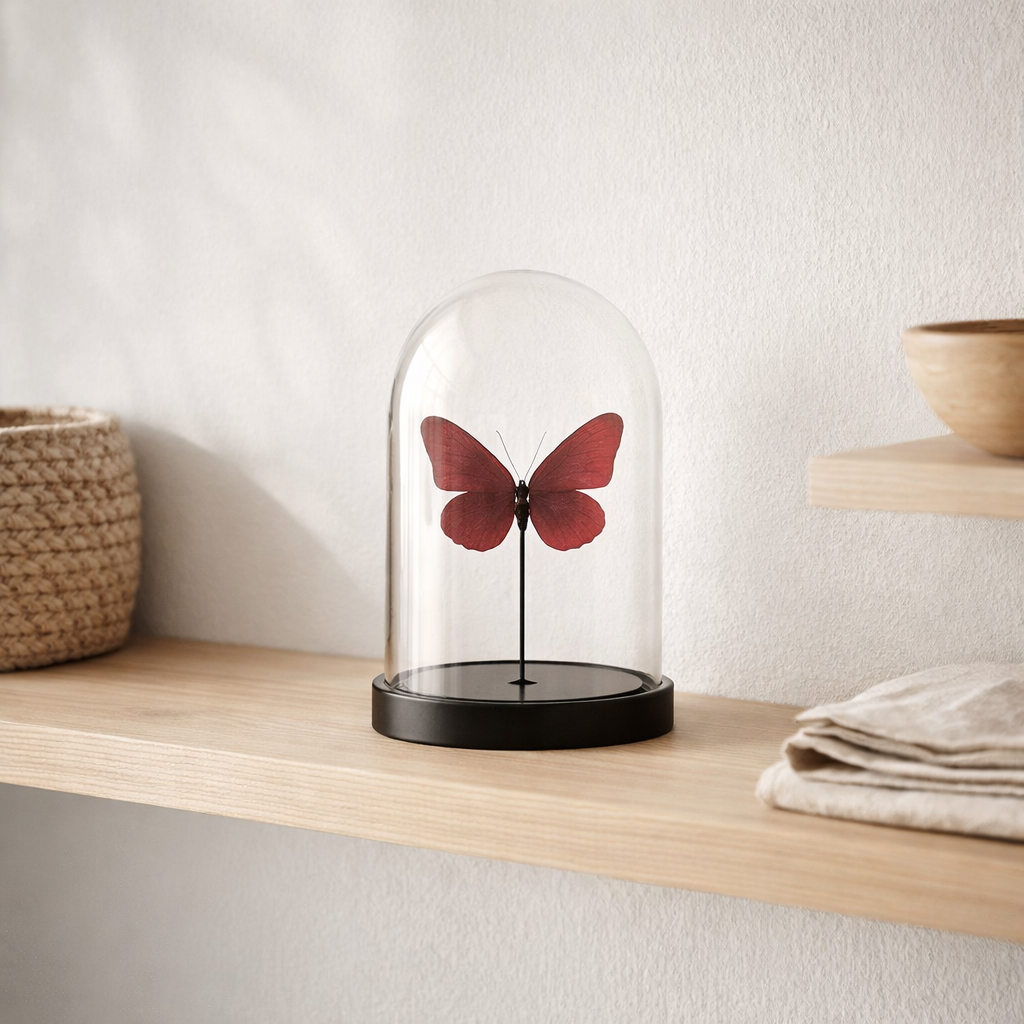 J -line Decoration Stolp Butterflies - Verre - Rouge / Bordeaux - Small en situation