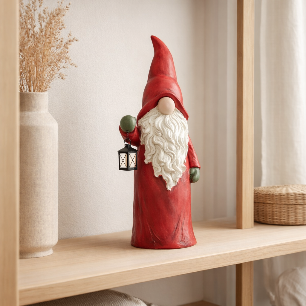 Figurine J-Line Gnome Lantern - magnésium - mix - L en situation