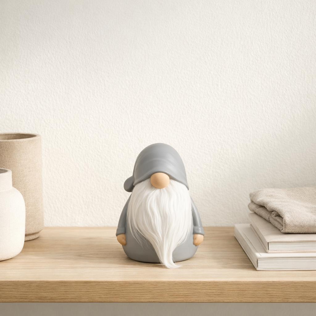 Figurine J-Line Gnome Beard - porcelaine - gris - M en situation