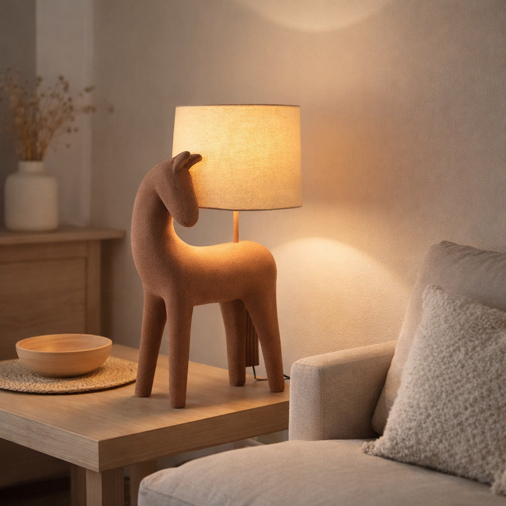 J -Liline Table Lamp Horse Modern - Polyresin - Terracotta en situation