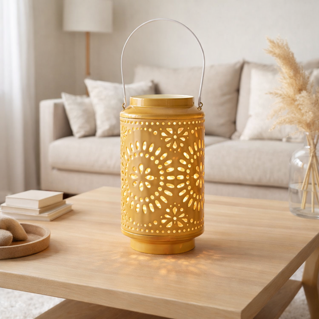 Lanterne J-Line Haute Perforée - fer - ocre en situation