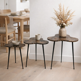 Table d'appoint J-Line - marbre/métal - marron/noir - 3 pièces en situation
