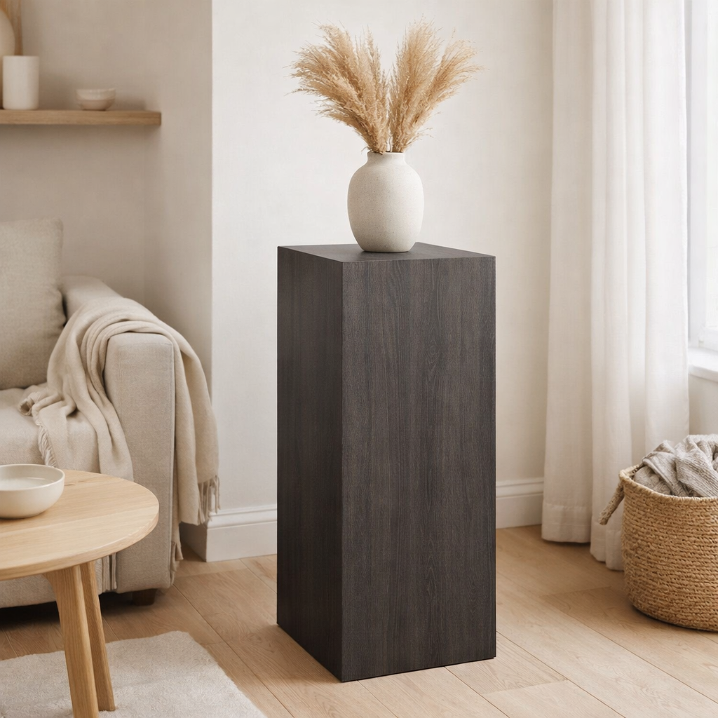 J-Line Socle Rectangulaire Gris MDF/Placage Petit en situation