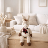 J-Line Âne+Écharpe Peluche Polyester Beige/Marron Petit en situation