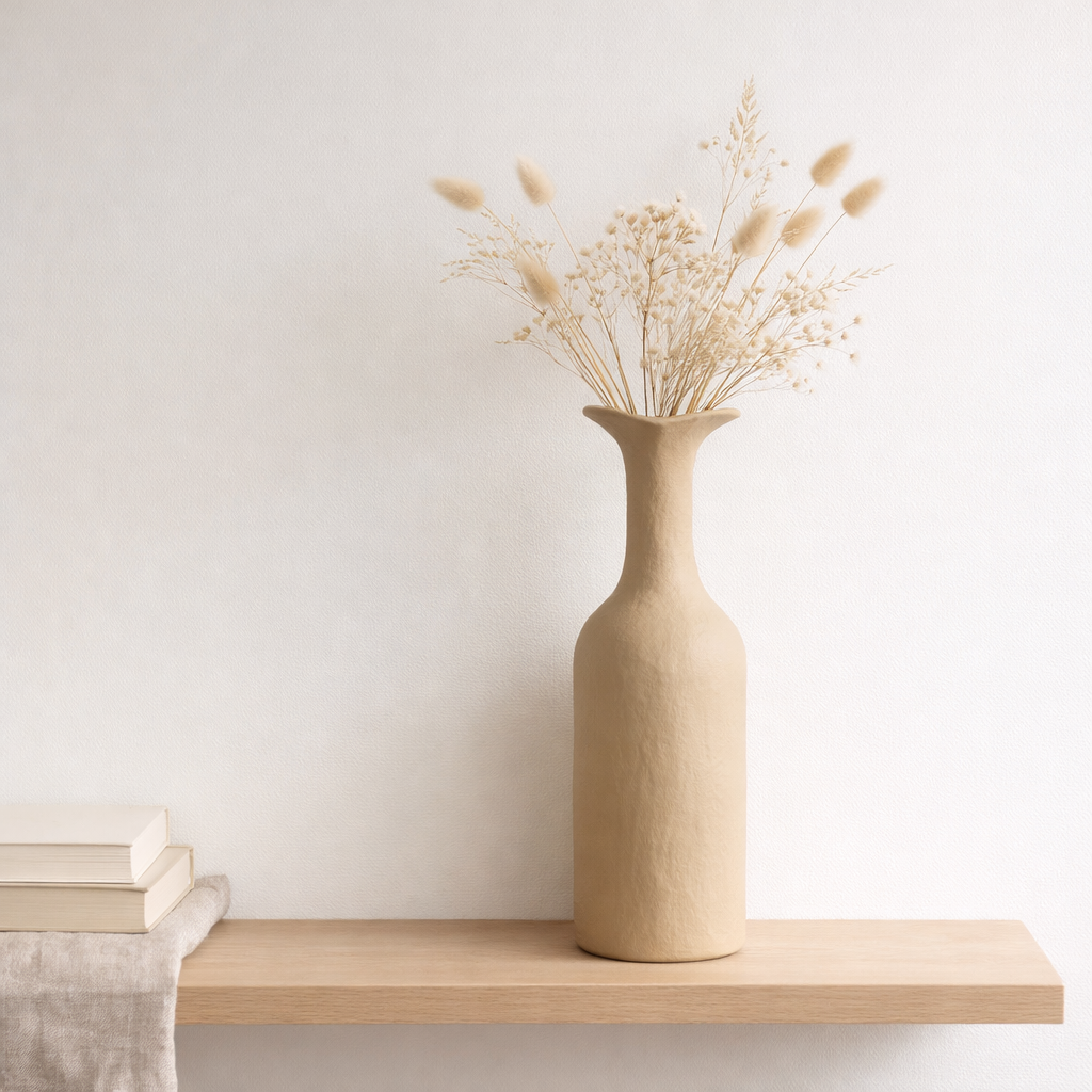 J -line vase agra - aluminium - beige - grand - 39 cm de haut en situation
