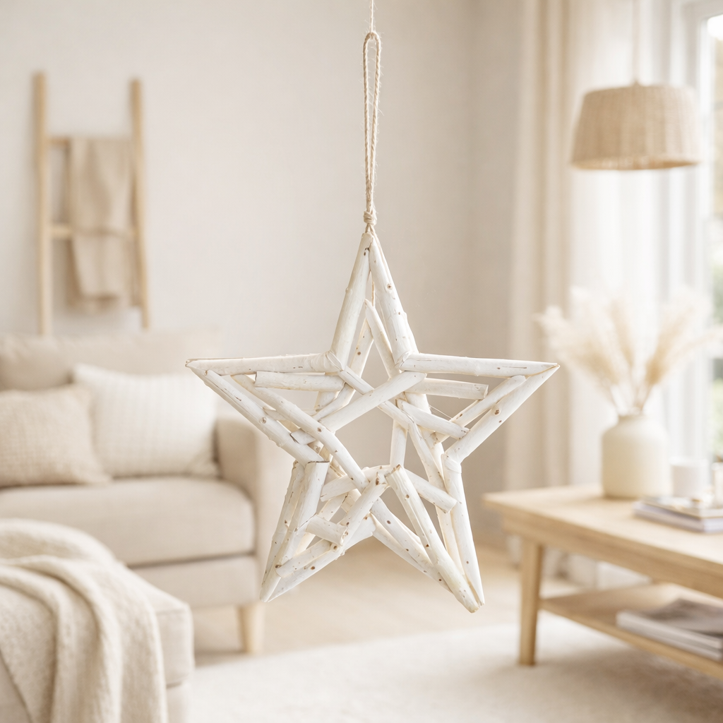 J -Liline Pendant Star - Driftwood - White - Grand en situation