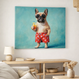 J-Line décoration murale Chien Short de bain - toile/peinture - mix en situation