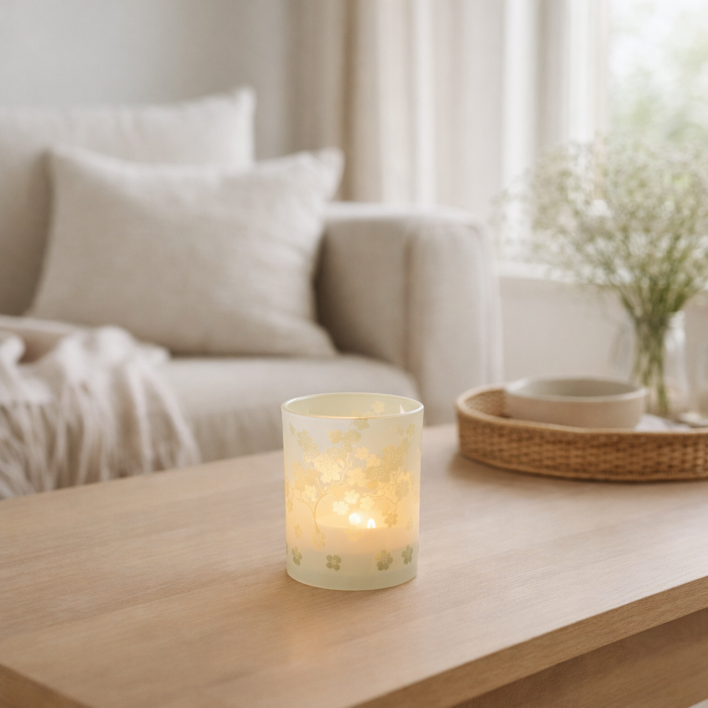 Lanterne J-Line Fleurs - verre - vert - moyen en situation