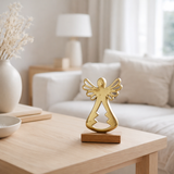 J-Line Ange Sur Pied Aluminium/Bois Or Petit en situation